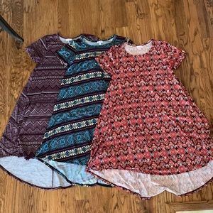 THREE LuLaRoe Carly dresses (XS)